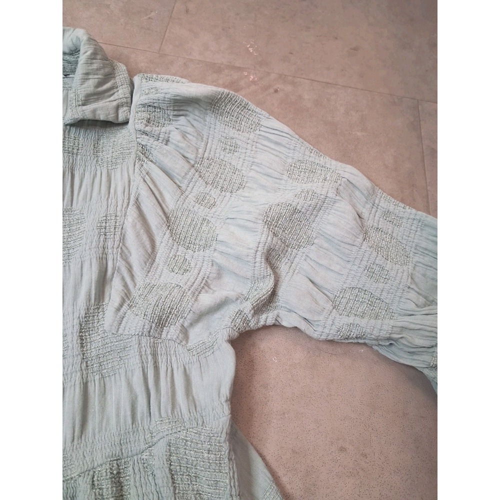Umgee Babydoll Shirt Womens Size Medium Tunic Blouse Boho Peplum Textured - Picture 7 of 11